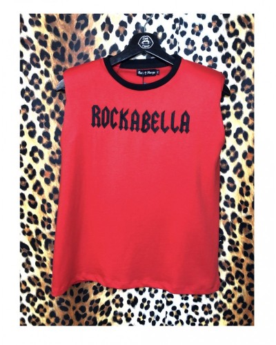 CAMISETA ROCKABELLA ROJA BORDADA.