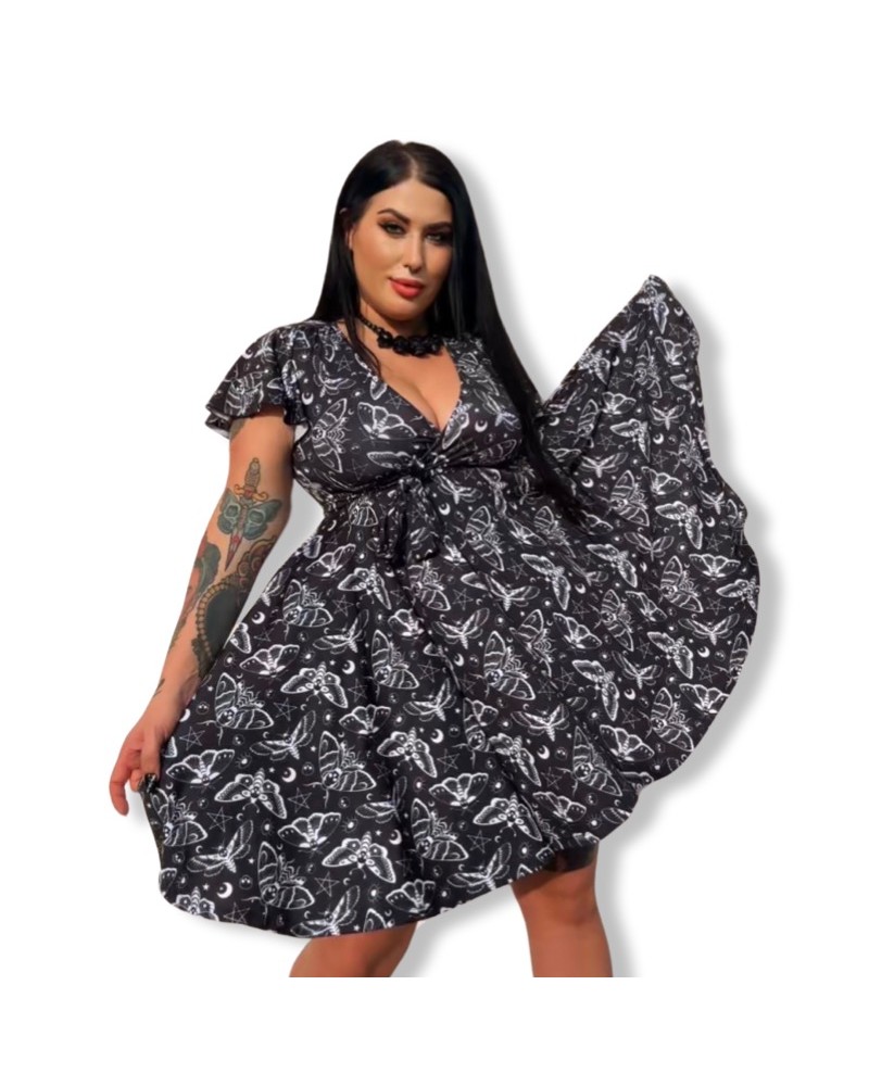 Vestido gris estampado viuda negra | Dark Sheeps | La Oveja Negra