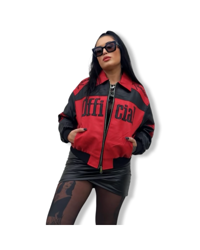 BOMBER RETRO OFFICIAL ROJA Y NEGRA.