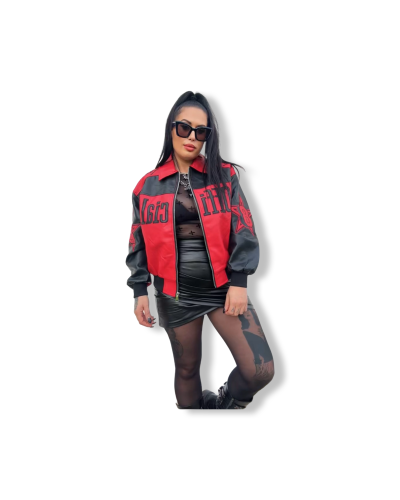 BOMBER RETRO OFFICIAL ROJA Y NEGRA.