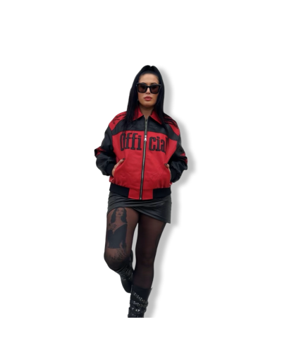 BOMBER RETRO OFFICIAL ROJA Y NEGRA.