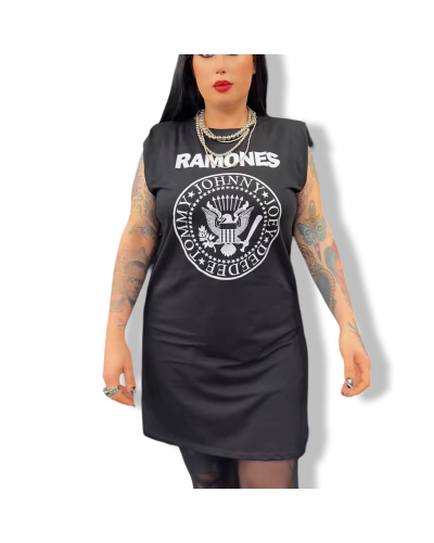 VESTIDO RETRO HOMBROS RAMONES NEGRO|LA Oveja Negra Shop.