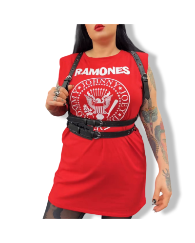 VESTIDO RETRO HOMBROS RAMONES NEGRO|LA Oveja Negra Shop.