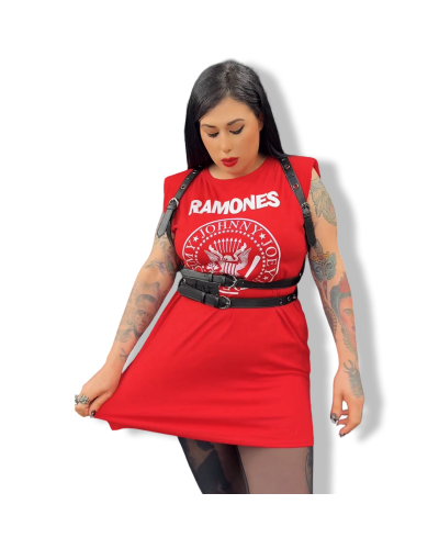 VESTIDO RETRO HOMBROS RAMONES NEGRO|LA Oveja Negra Shop.