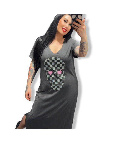 VESTIDO LARGO SKULL LOVE GLITTER|LA OVEJA NEGRA SHOP.