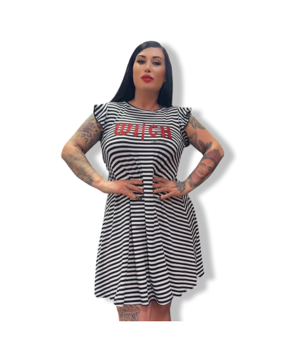 VESTIDO RAYAS WITCH GLITTER|LA OVEJA NEGRA SHOP|DARK SHEEPS.