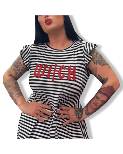 VESTIDO RAYAS WITCH GLITTER|LA OVEJA NEGRA SHOP|DARK SHEEPS.