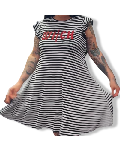 VESTIDO RAYAS WITCH GLITTER|LA OVEJA NEGRA SHOP|DARK SHEEPS.
