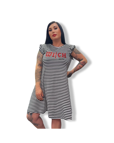 VESTIDO RAYAS WITCH GLITTER|LA OVEJA NEGRA SHOP|DARK SHEEPS.