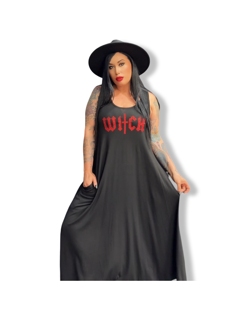 VESTIDO LARGO WITCH GLITTER|LA OVEJA NEGRA SHOP|DARK SHEEPS.