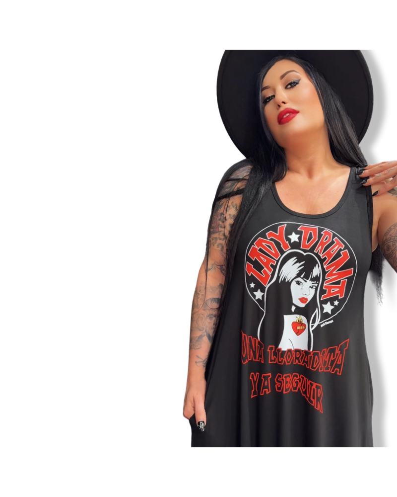 VESTIDO LARGO LADY DRAMA|LA OVEJA NEGRA SHOP|DARK SHEEPS.