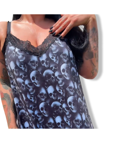 VESTIDO LENCERO LARGO CRYPT OF SKULLS|DARK SHEEPS|LA OVEJA NEGRA SHOP.