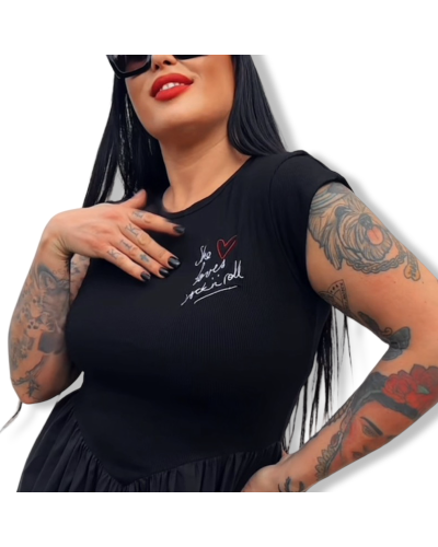 SHE LOVES ROCK N ROLL VESTIDO DARK SHEEPS  LA Oveja Negra Shop.