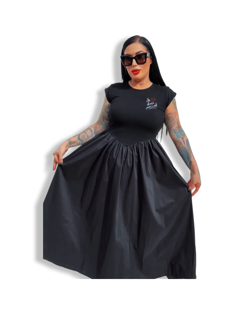 SHE LOVES ROCK N ROLL VESTIDO DARK SHEEPS  LA Oveja Negra Shop.