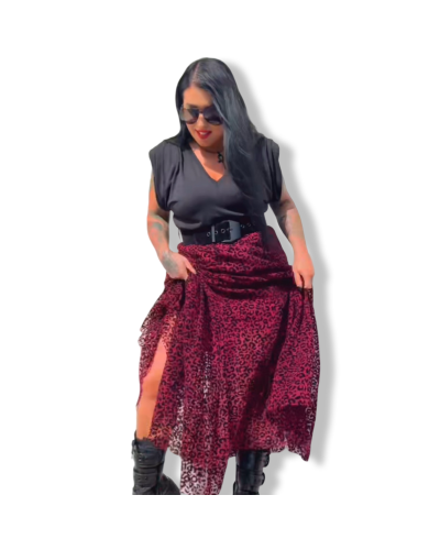 FALDA TULL LEOPARDO VUELO|LA Oveja Negra Shop.