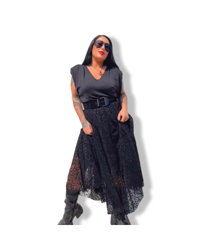 FALDA TULL LEOPARDO VUELO|LA Oveja Negra Shop.