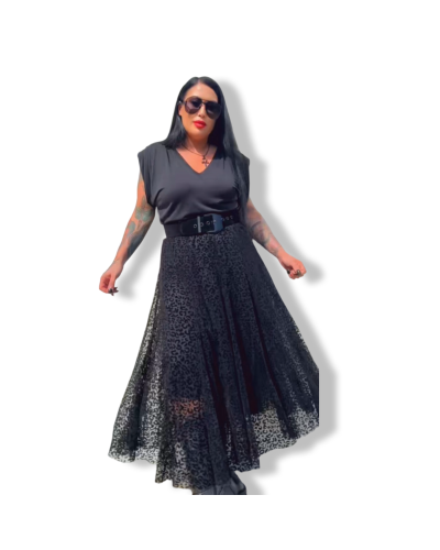 FALDA TULL LEOPARDO VUELO|LA Oveja Negra Shop.