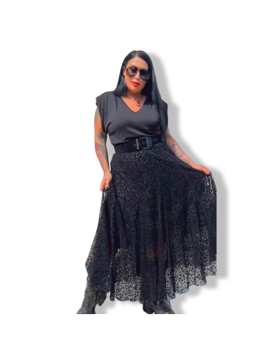 FALDA TULL LEOPARDO VUELO|LA Oveja Negra Shop.