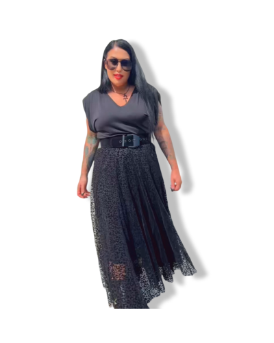 FALDA TULL LEOPARDO VUELO|LA Oveja Negra Shop.