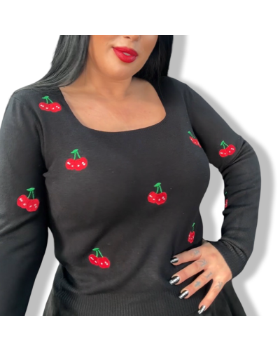 SWEATER VINTAGE CHERRY NEGRO.|LA Oveja Negra Shop.