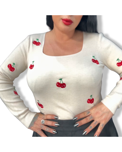 SWEATER VINTAGE CHERRY NEGRO.|LA Oveja Negra Shop. SWEATER VINTAGE CHERRY NEGRO.|LA Oveja Negra Shop.