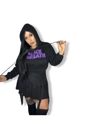 SUDADERA CROP BLACK SABBAT|LA Oveja Negra Shop.