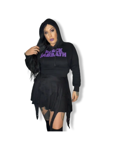 SUDADERA CROP BLACK SABBAT|LA Oveja Negra Shop.