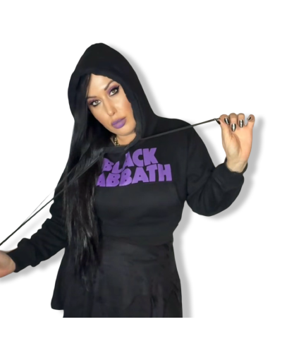 SUDADERA CROP BLACK SABBAT|LA Oveja Negra Shop.