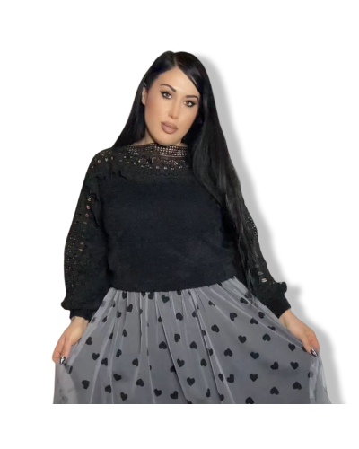 FALDA TUL BLACK CUORES| LA OVEJA NEGRA SHOP.