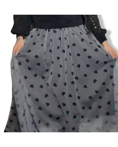 FALDA TUL BLACK CUORES| LA OVEJA NEGRA SHOP.