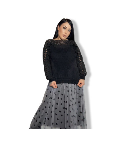 FALDA TUL BLACK CUORES| LA OVEJA NEGRA SHOP.