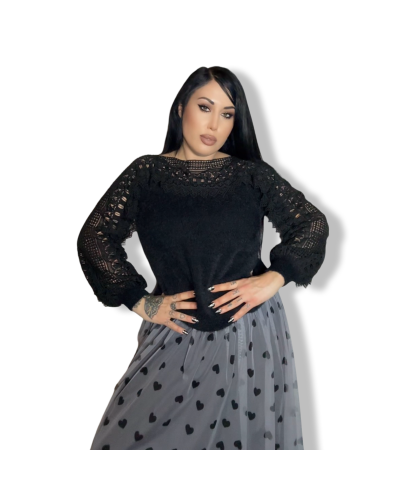 FALDA TUL BLACK CUORES| LA OVEJA NEGRA SHOP.