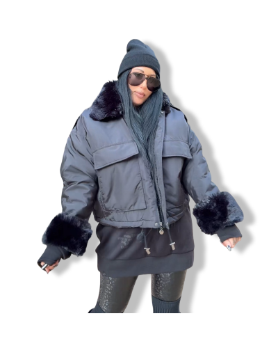 BOMBER 80´S POLIPIEL NEGRA|LA OVEJA NEGRA SHOP.