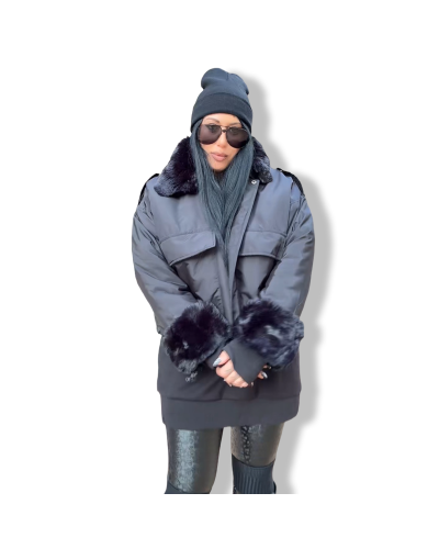 BOMBER 80´S POLIPIEL NEGRA|LA OVEJA NEGRA SHOP.