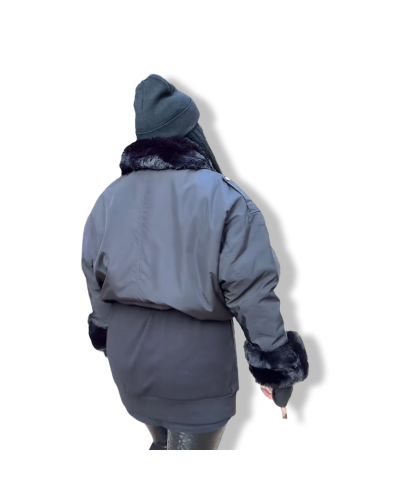 BOMBER 80´S POLIPIEL NEGRA|LA OVEJA NEGRA SHOP.