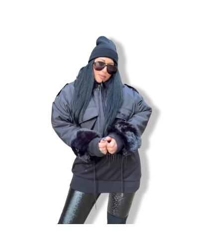 BOMBER 80´S POLIPIEL NEGRA|LA OVEJA NEGRA SHOP.