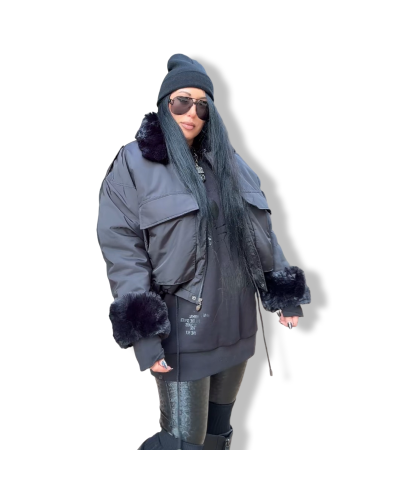 BOMBER 80´S POLIPIEL NEGRA|LA OVEJA NEGRA SHOP.