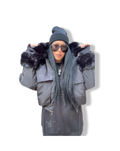 BOMBER 80´S POLIPIEL NEGRA|LA OVEJA NEGRA SHOP.