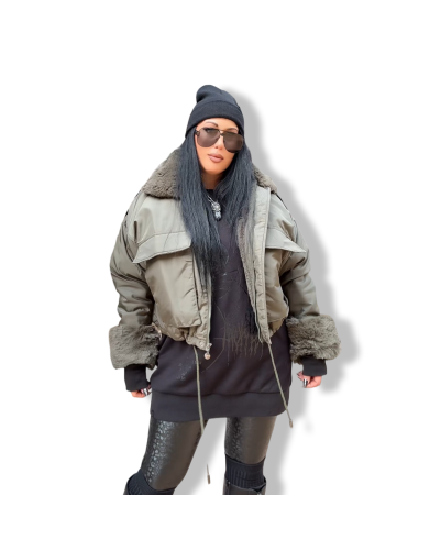 BOMBER 80´S POLIPIEL NEGRA|LA OVEJA NEGRA SHOP.