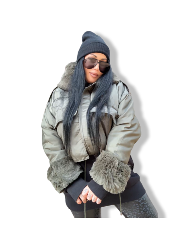 BOMBER 80´S POLIPIEL NEGRA|LA OVEJA NEGRA SHOP.