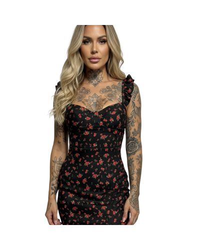 VESTIDO SLIM FLORAL ROJO.|LA OVEJA NEGERA SHOP.