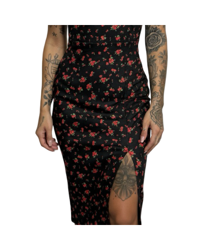 VESTIDO SLIM FLORAL ROJO.|LA OVEJA NEGERA SHOP.