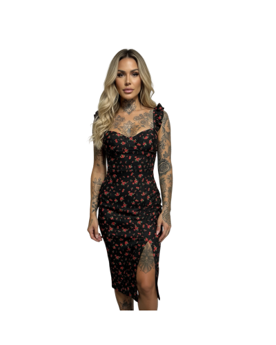 VESTIDO SLIM FLORAL ROJO.|LA OVEJA NEGERA SHOP.