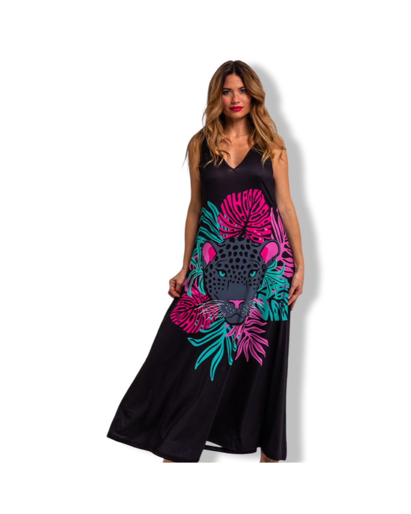 VESTIDO LARGO FLUIDO NOCTURNA|LA OVEJA NEGRA SHOO|LOLINA.