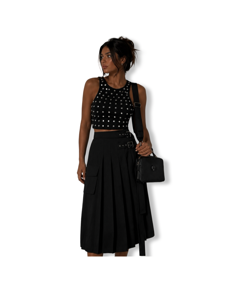TOP TACHUELAS ROCK HALTER|LA OVEJA NEGRA SHOP.