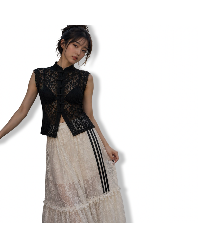 FALDA RETO CHIC ENCAJE|LA OVEJA NEGRA SHOP.