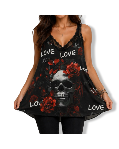 CAMISETA LENCERA LOVE SKULL|LA OVEJA NEGRA SHOP.