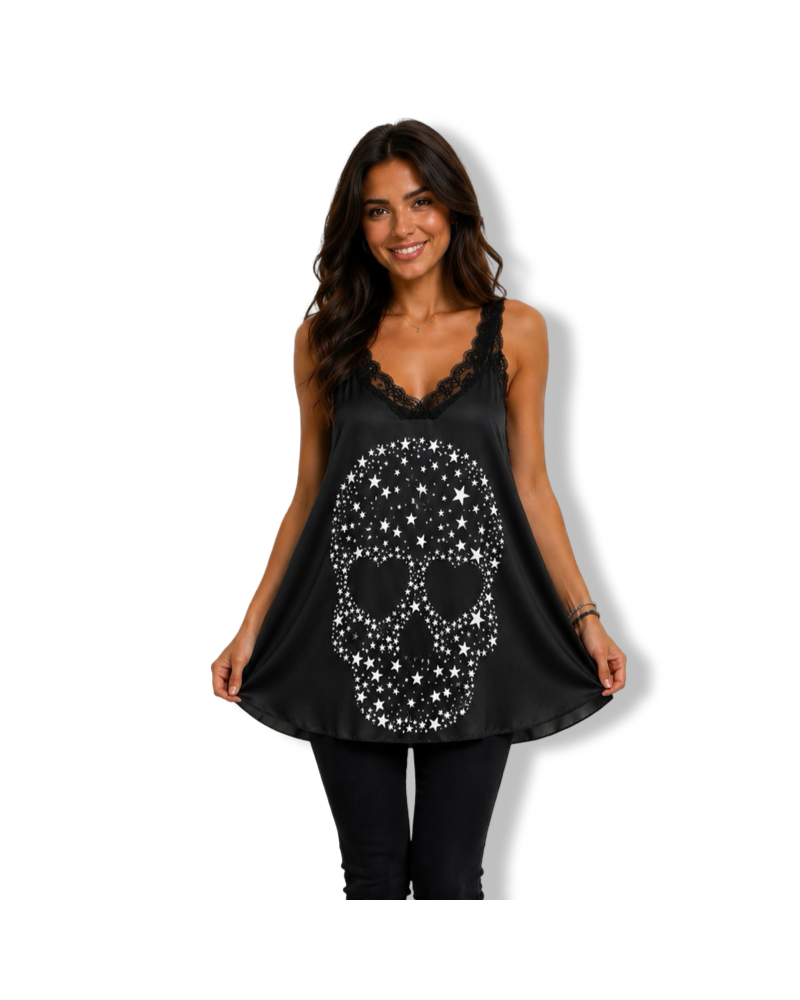 CAMISETA LENCERA LOVE SKULL|LA OVEJA NEGRA SHOP.