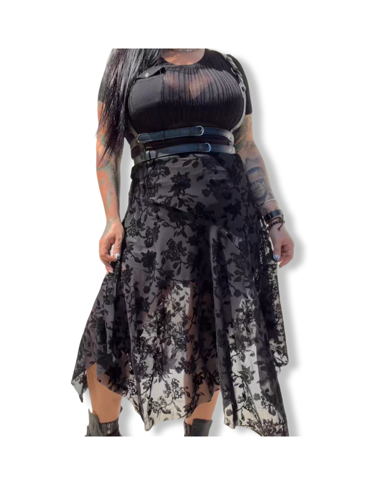 FALDA BLACK ROSES| LA OVEJA NEGRA SHOP.