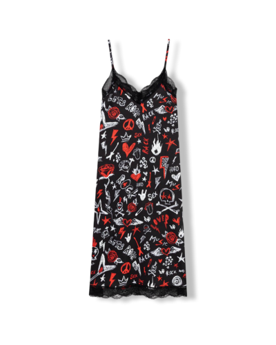 VESTIDO LENCERO ROCK N ROLL MIDI|LA OVEJA NEGRA SHOP.
